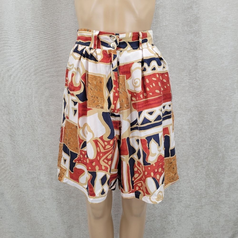 Marnie West Silk Vintage Boho Tribal Tropical Boho Patterned Shorts Women's